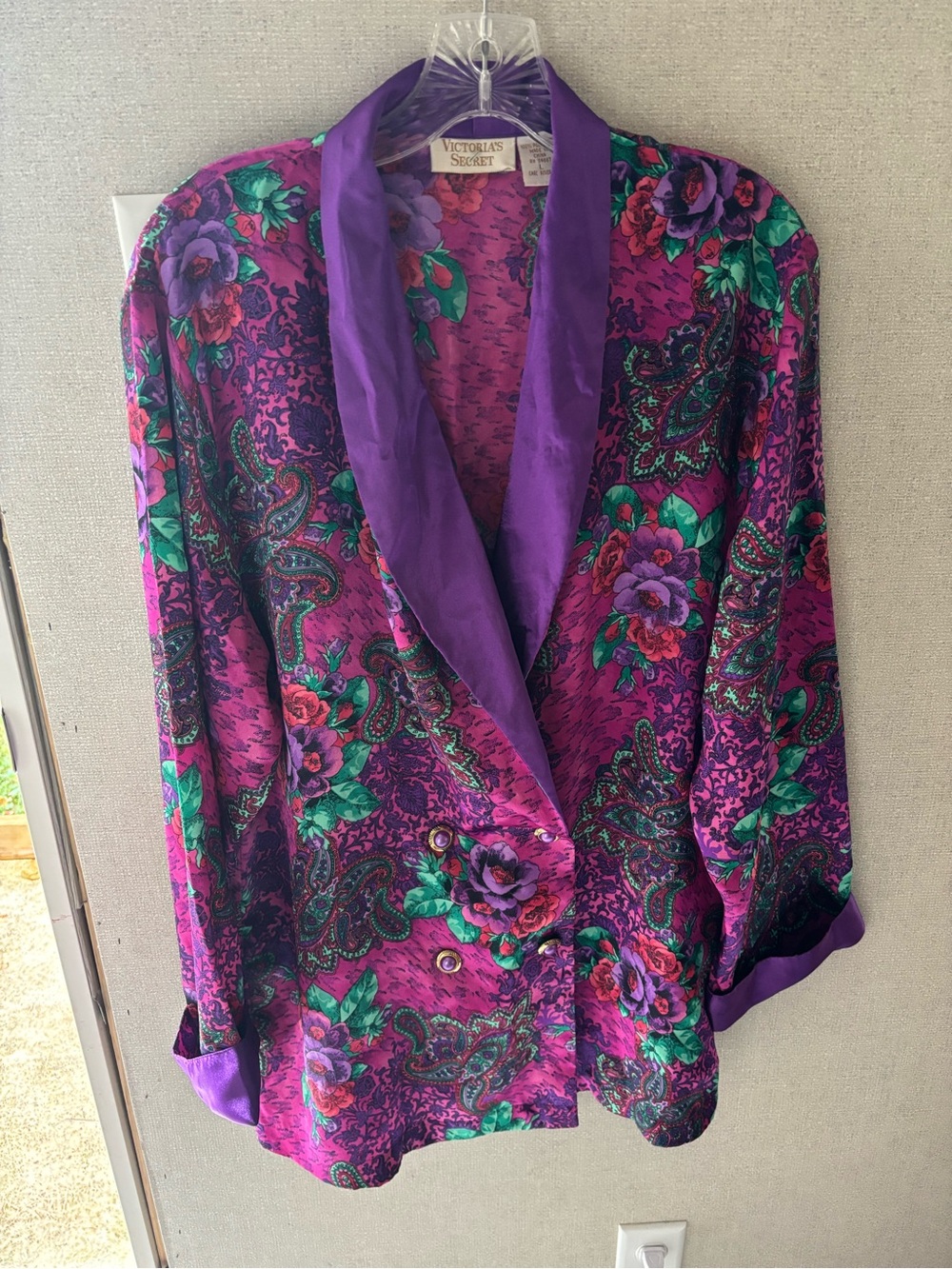 Vintage Victoria’s Secret Gold Label Jewel Tone Floral Paisley Robe Jacket